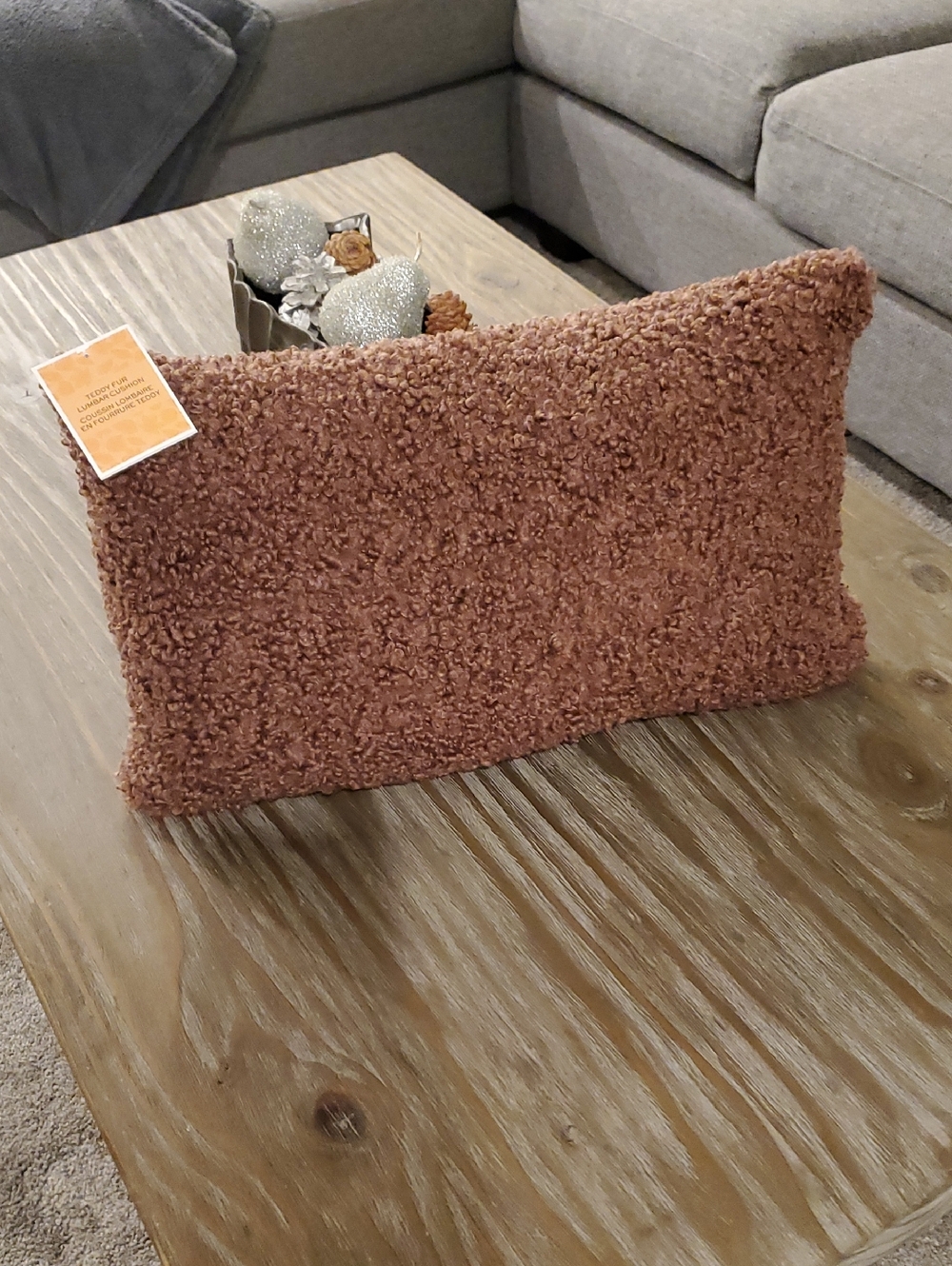 NWT- Teddy lumbar cushion in chocolate brown 12"x 20"